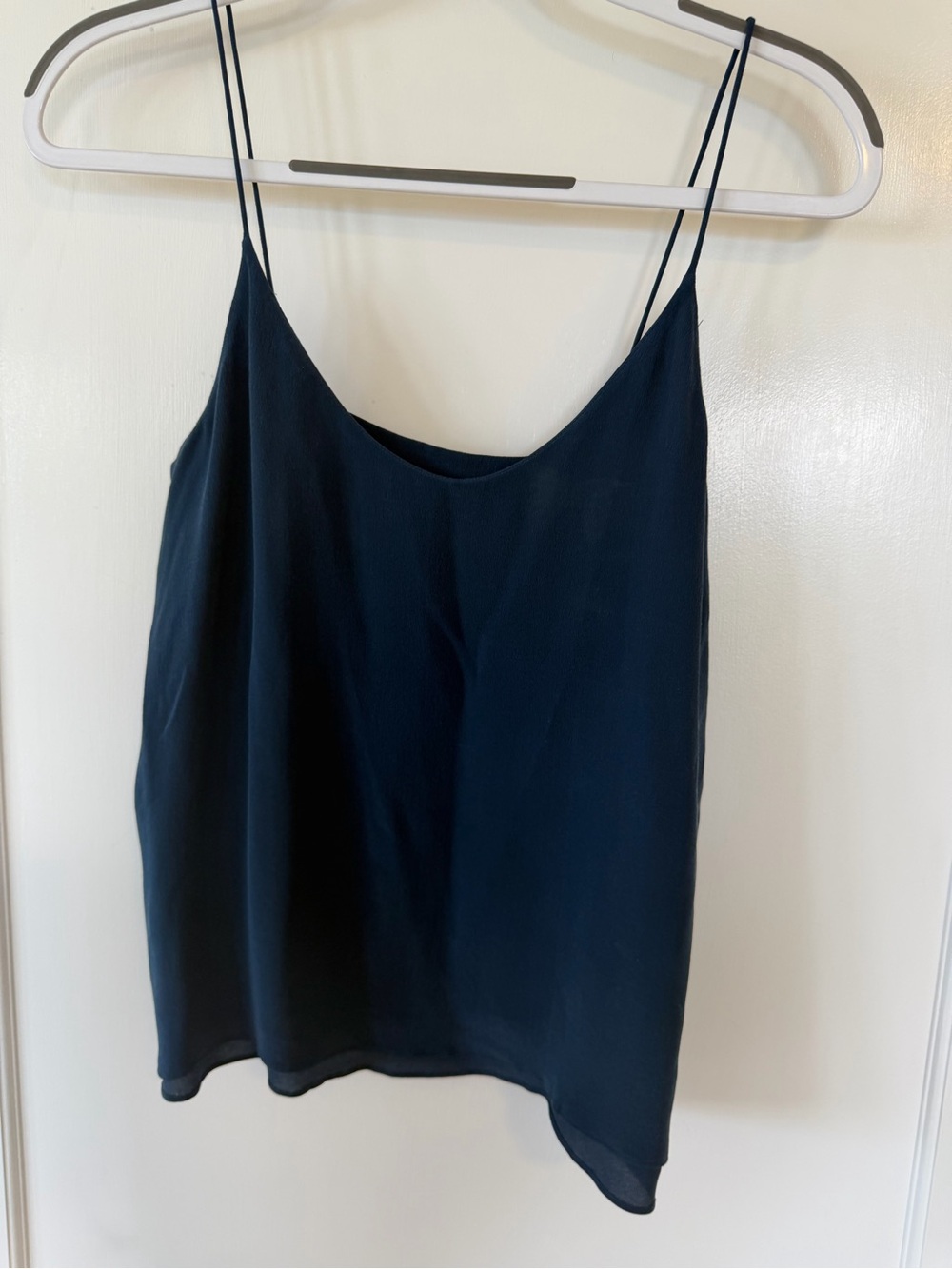 Everlane Navy Silk Slip Camisole with Spaghetti Straps